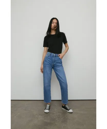 Warehouse Womens 94s Denim Authentic Straight Leg Jeans - Blue Cotton