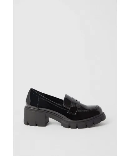 Warehouse Womens Cleated Sole Chunky Loafer - Black