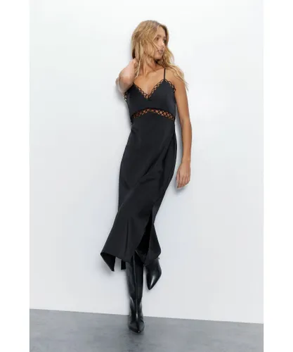 Warehouse Womens Cutout Detail Sexy Midi Dress - Black