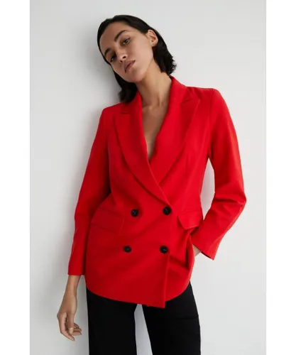 Warehouse Womens Double Breasted Blazer - Red