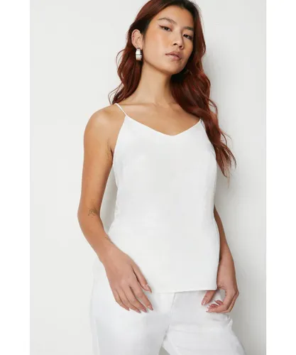 Warehouse Womens Linen Cami Top - White