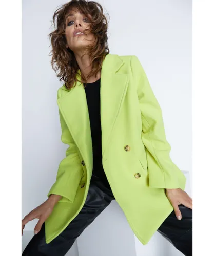 Warehouse Womens Oversized Faux Wool Blazer - Lime Green