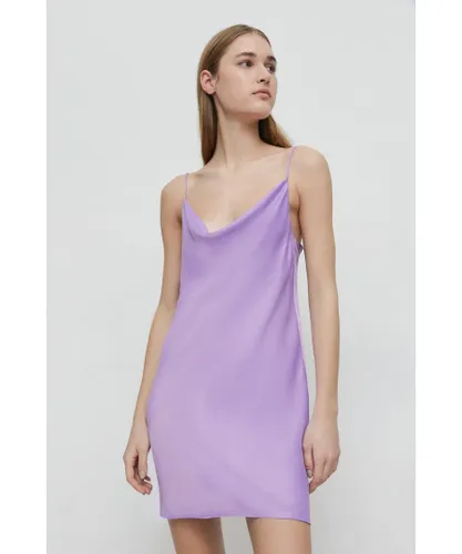 Warehouse Womens Petite Satin Mini Slip Dress - Lilac Viscose