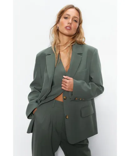 Warehouse Womens Petite Tailored Single Breasted Blazer - Sage Green