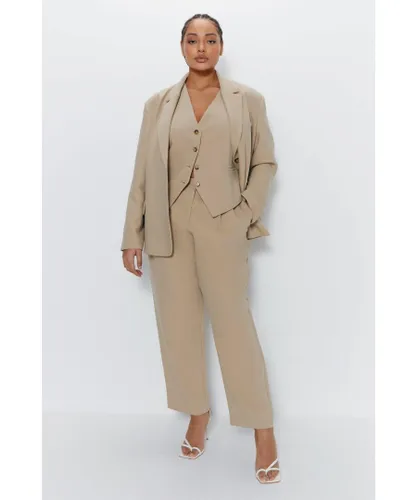 Warehouse Womens Plus Tailored Single Breasted Blazer - Taupe