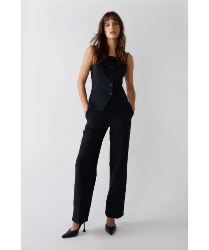 Warehouse Womens Premium Straight Leg Tailored Trouser - Black