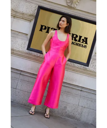 Warehouse Womens Premium Taffeta Tailored Jumpsuit - Pink