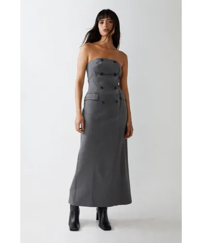 Warehouse Womens Premium Tailored Bustier Midaxi Dress - Grey