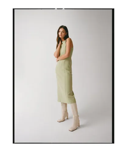 Warehouse Womens Premium Tailored Cut Away Midaxi Dress - Sage Green