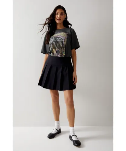 Warehouse Womens Premium Tailored Pleated Mini Skirt - Black