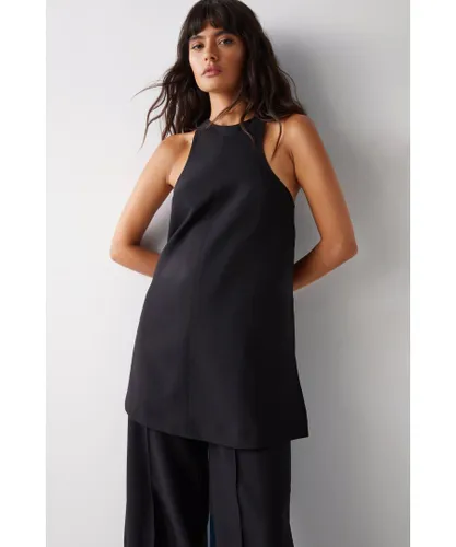 Warehouse Womens Premium Tailored Tunic Top - Black