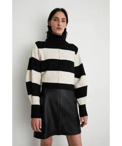 Warehouse Womens Real Leather Clean Pelmet Skirt - Black