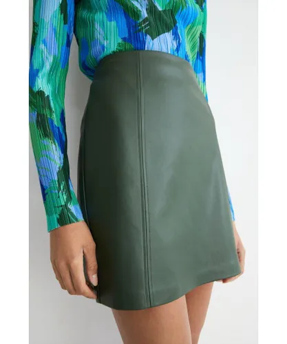 Warehouse Womens Seam Detail Pelmet Skirt - Dark Green