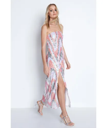 Warehouse Womens Sequin Swirl Midi Dress - Multicolour