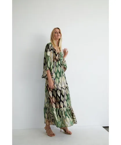Warehouse Womens Sparkle Printed Maxi Dress - Green