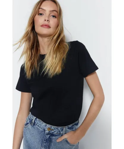 Warehouse Womens Standard Fit T-shirt - Black Cotton