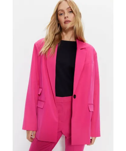 Warehouse Womens Tailored Single Breasted Blazer - Pink