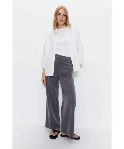 Warehouse Womens Tailored Straight Leg Trousers - Grey