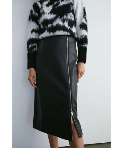Warehouse Womens Zip Detail Pencil Skirt - Black