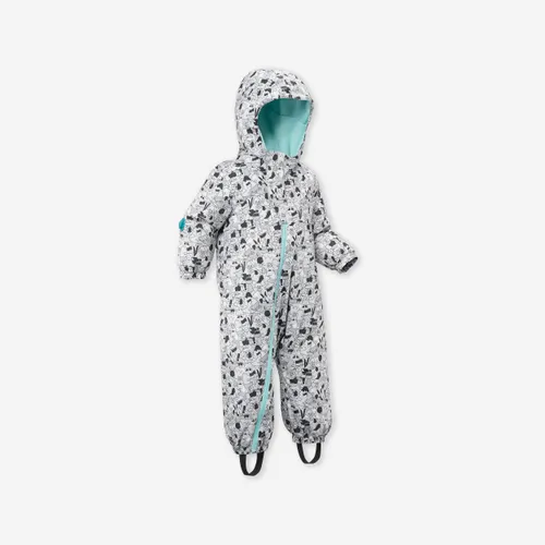Warm Baby Ski Suit - 500 Warm Lugiklip - Grey Patterned