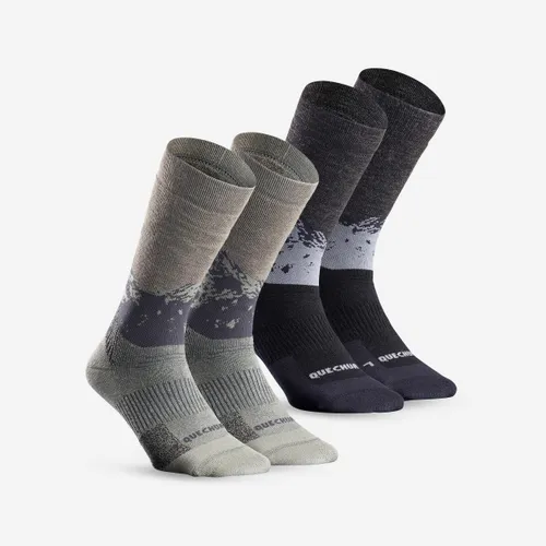Warm  Hiking Socks Sh500 Mid 2 Pairs