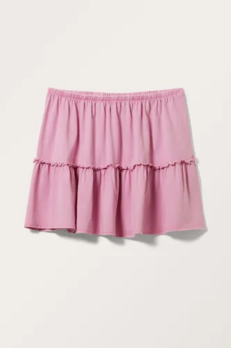 Washed Ruffled Mini Skirt - Pink
