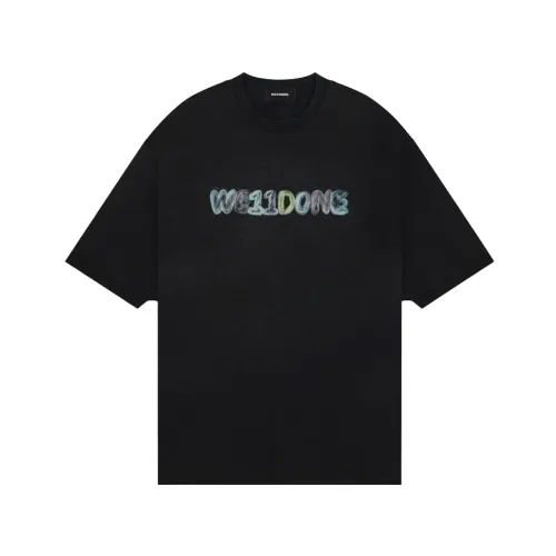 We11Done , Black Logo Print T-shirt ,Black male, Sizes: