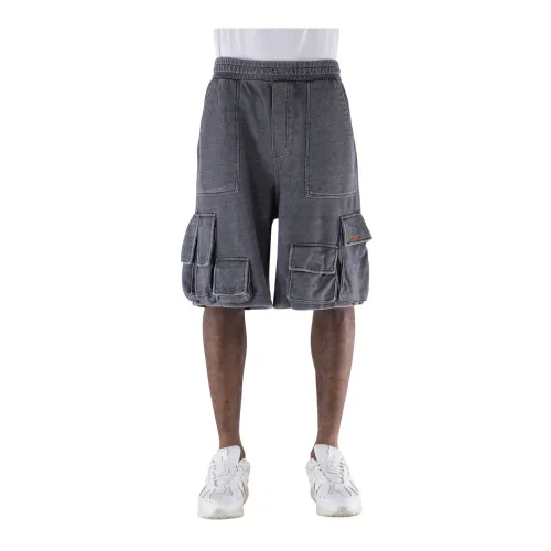 We11Done , Cargo Denim-Like Shorts ,Gray male, Sizes: