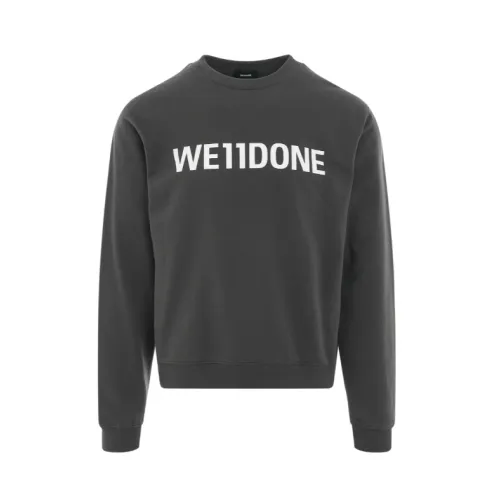 We11Done , Logo Print Long Sleeve Sweatshirt ,Gray male, Sizes: