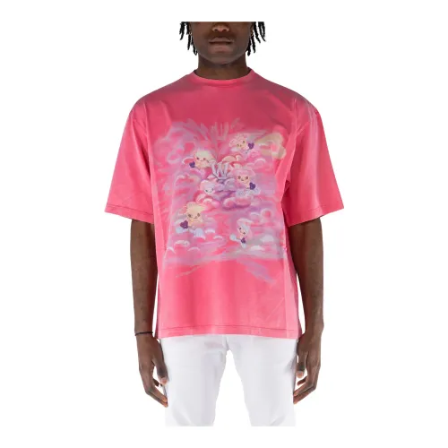 We11Done , Short Sleeve Printed T-Shirt ,Pink male, Sizes: