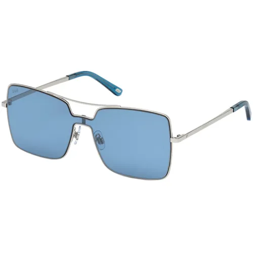 WEB Eyewear , WE 0201 Sunglasses - Shiny Palladium/Blue ,Blue female, Sizes: ONE