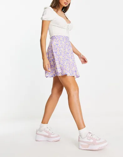 Wednesday's Girl mini flippy skirt in blue floral-Purple