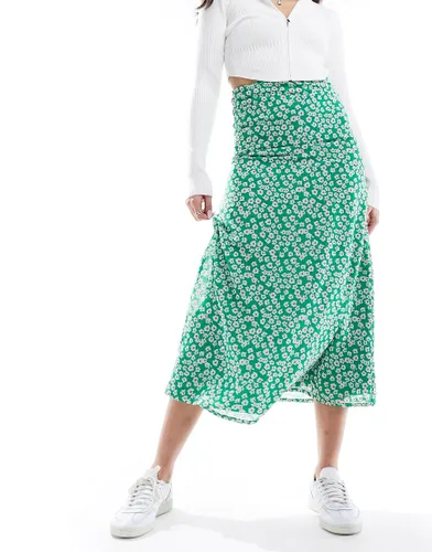 Wednesday's Girl palm print midaxi skirt in green