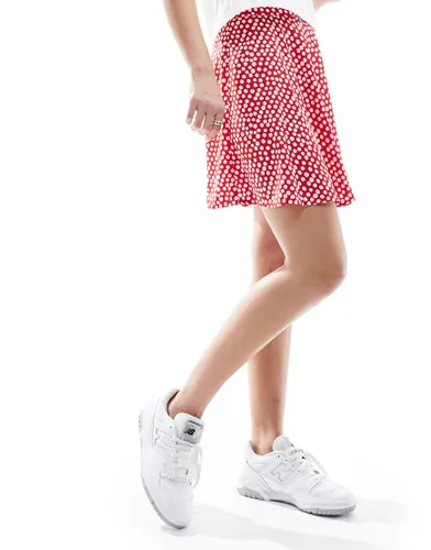 Wednesday's Girl polka dot flippy mini skirt red