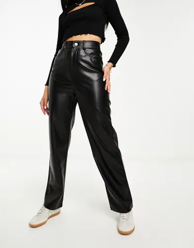 Wednesday's Girl straight leg faux leather trousers in black