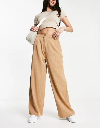 Wednesday's Girl wide leg tailored trousers in pin stripe-Brown