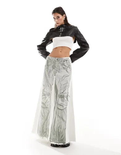 Weekday Anaheim denim midaxi skirt with jeans graphic print in off-white