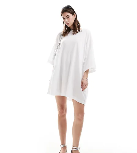 Weekday Huge t-shirt mini dress in white exclusive to ASOS