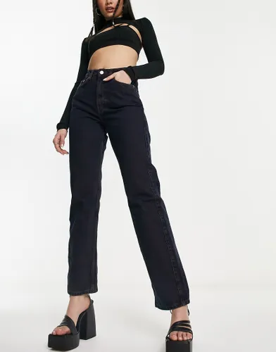 Weekday Rowe extra high waisted straight leg jeans in teal blue wash