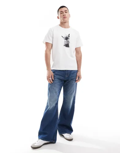 Weekday Time loose fit bootcut jeans in jackpot blue