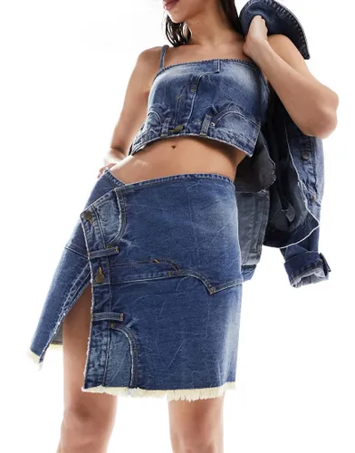 Weekday Valley co-ord deconstructed denim mini skirt in blue