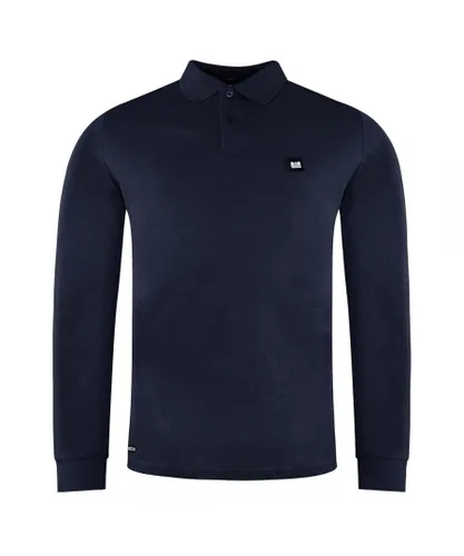Weekend Offender Mens Long Sleeve Navy Collared Men Pamplona Polo Shirt WOSPO518 Cotton