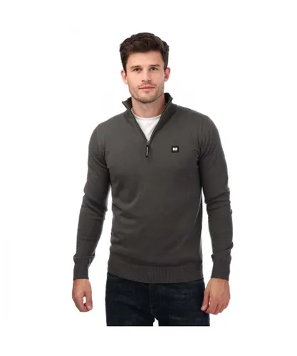 Weekend Offender Mens Paraguay 1/4 Zip Knit in Grey Cotton