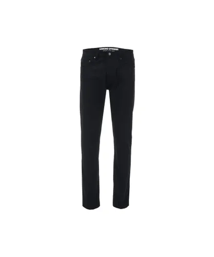 Weekend Offender Mens Tapered Fit Jeans in Black Cotton
