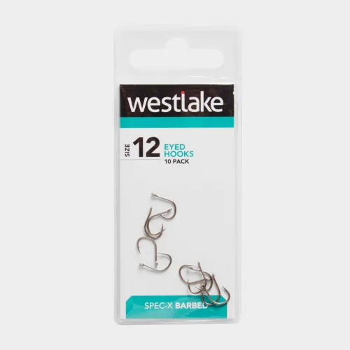 Westlake Barbed Eyed Hooks (Pack Of 10) (Size 12) - Silver, Silver