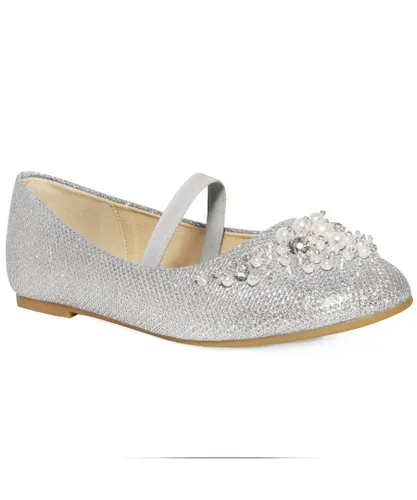 Where's That From Girls Kids 'Libbie' Pearl & Diamante Embellished Shoes - Silver