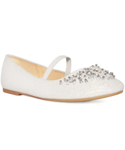 Where's That From Girls Kids 'Libbie' Pearl & Diamante Embellished Shoes - White
