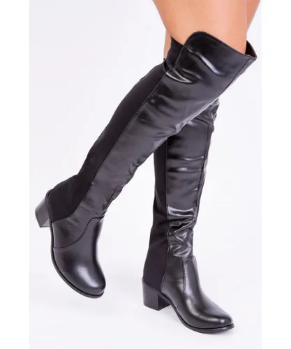 Where's That From Womens Britta Thigh High Mid Heeled Boots - Black