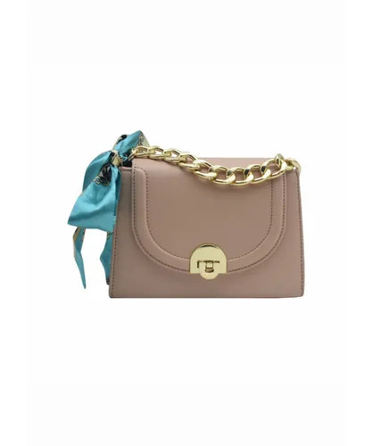 Where's That From Womens 'Calm' Bag With Chain Handle And Scarf Detail - Tan - One Size