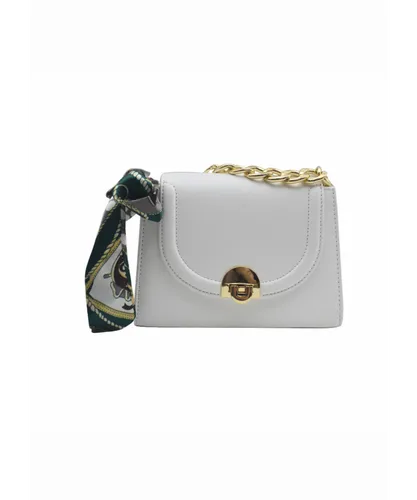 Where's That From Womens 'Calm' Bag With Chain Handle And Scarf Detail - White - One Size